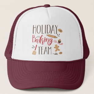 Holiday baking team typography quote design trucker hat