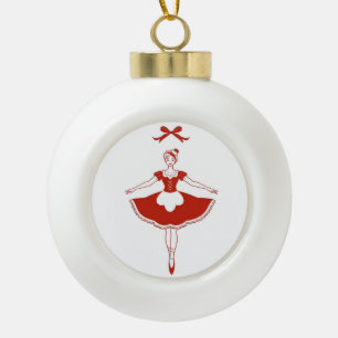 Holiday Ballerina Ceramic Ball Christmas Ornament