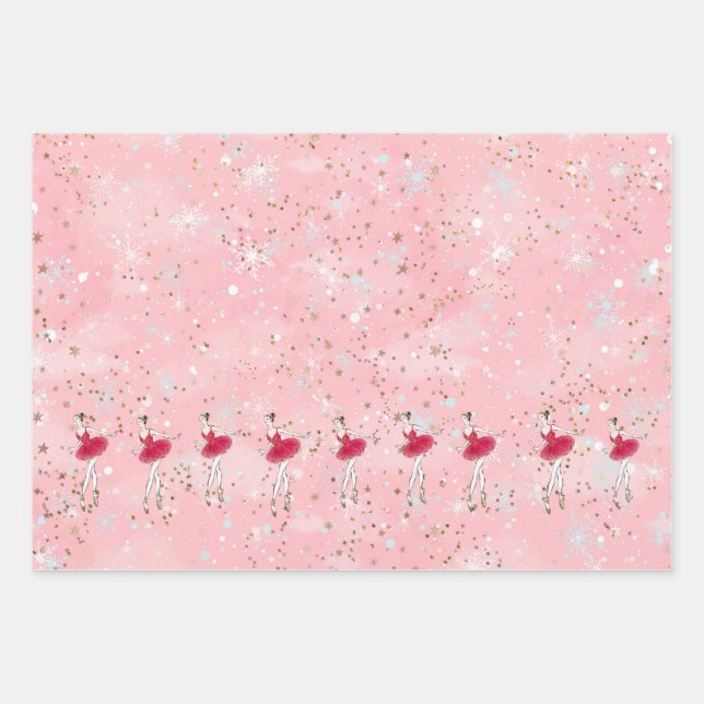 Holiday Ballerina Christmas Wrapping Paper (Front)