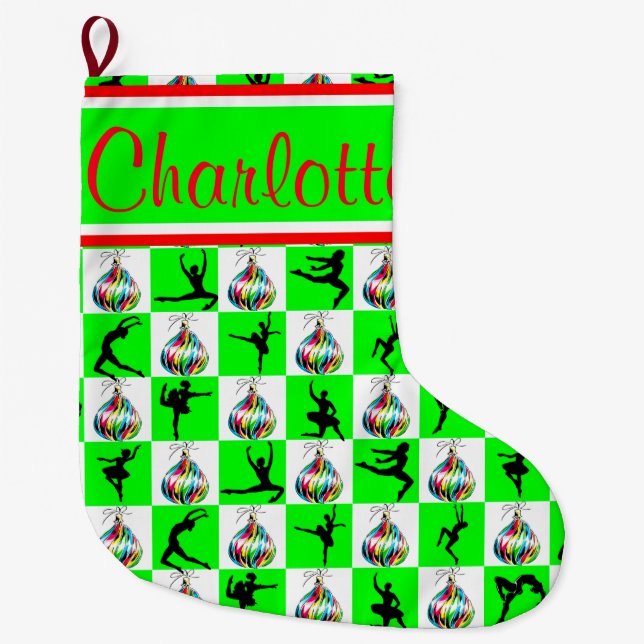 HOLIDAY BALLERINA PERSONALIZED CHRISTMAS STOCKING (Front)
