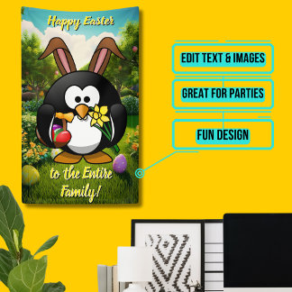 Holiday Banner: Colorful Easter Penquin Banner