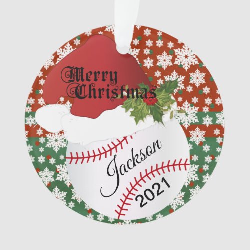 Holiday Baseball Design  DIY Name Ornament