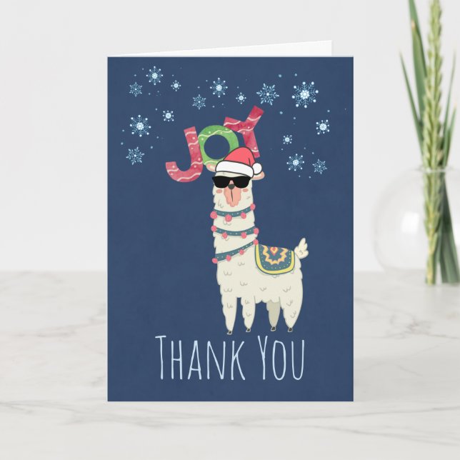 Holiday basket Thank You | Christmas Llama Joy Card (Front)