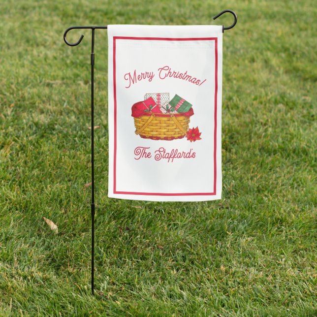 Holiday Basket with Presents Garden Flag (In SItu)