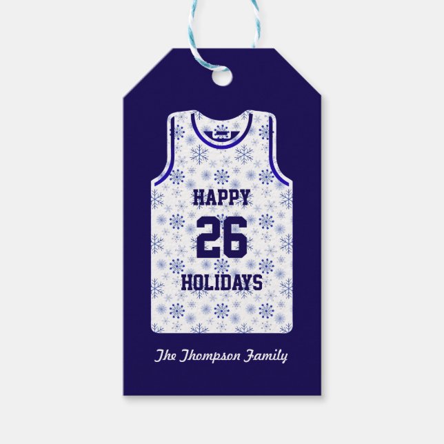 Holiday Basketball Snowflake Gift Tags (Front)