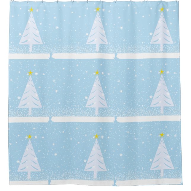 Holiday Bathroom Sets Tree & Snow Shower Curtain (Front)