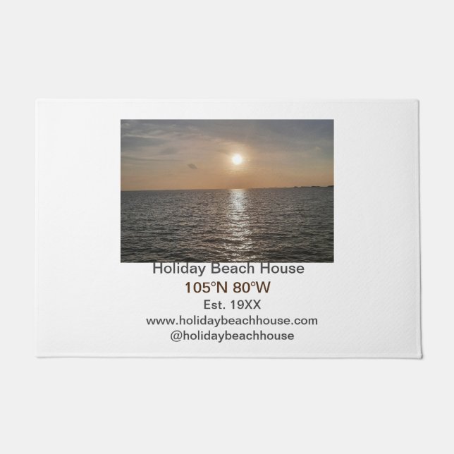 Holiday beach ocean house longitude latitude est.  doormat (Front)