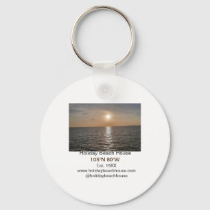 Holiday beach ocean house longitude latitude est. keychain