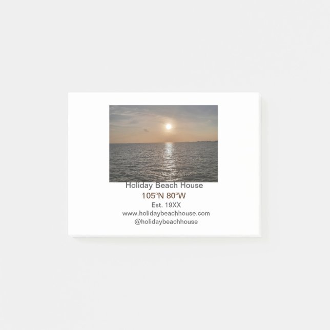 Holiday beach ocean house longitude latitude est.  post-it notes (Front)