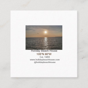 Holiday beach ocean house longitude latitude est. square business card