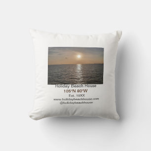 Holiday beach ocean house longitude latitude est. throw pillow