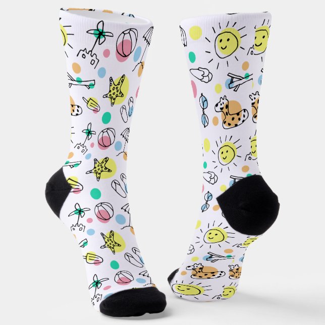 HOLIDAY BEACH PATTERN SOCKS (Angled)