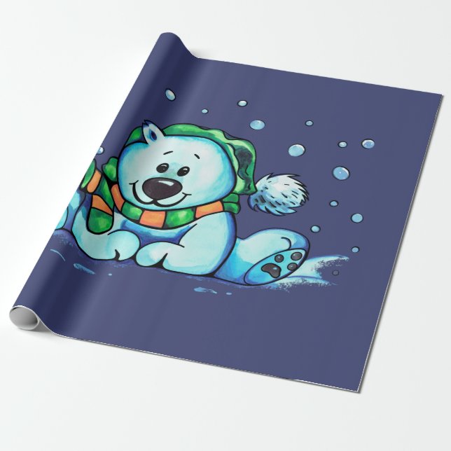 HOLIDAY BEAR WRAPPING PAPER (Unrolled)
