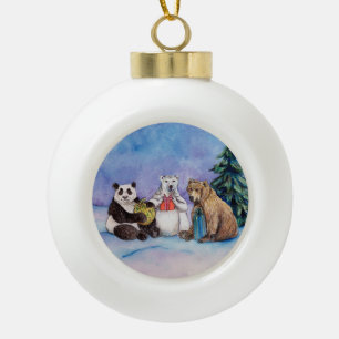 Holiday Bears Custom Christmas Tree Bulb Ornament