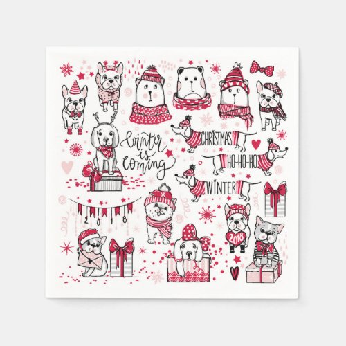 Holiday Bears  Dogs Pattern Napkins