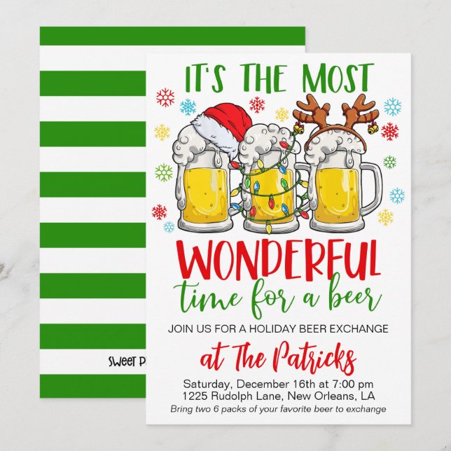 Holiday Beer Exchange Party Invitation (Front/Back)