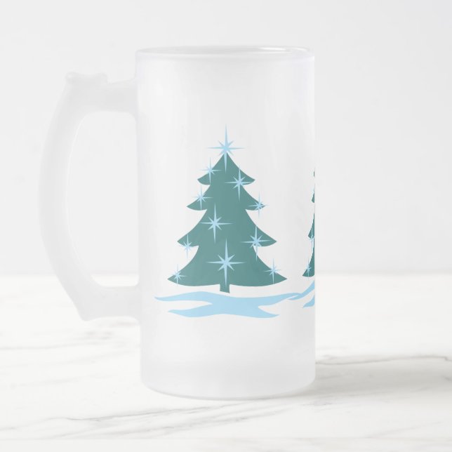 Holiday Beer Mug Festive ChristmasTree Beer Glass (Left)
