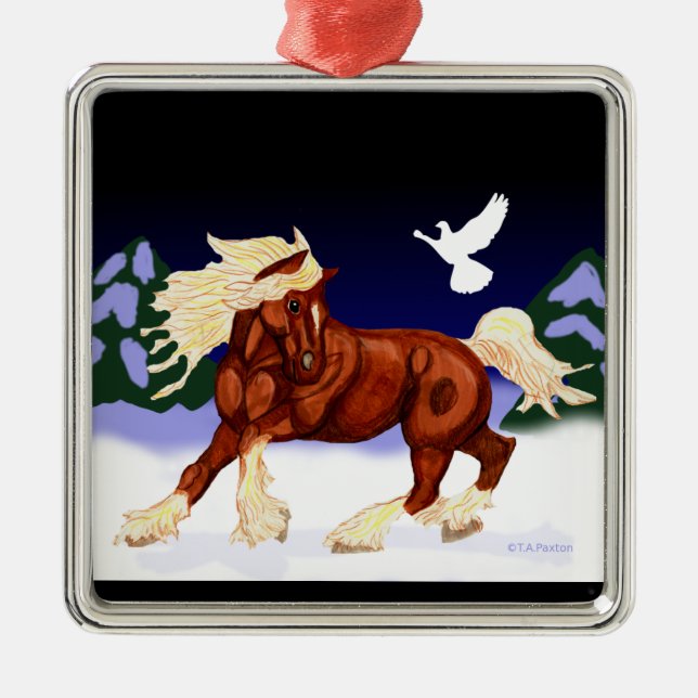 Holiday Belgian Draft Horse Ornament (Front)