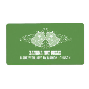 Holiday Bells and Swirls Baking Labels, Green Label