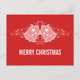 Holiday Bells and Swirls Postcard, Red Postcard
