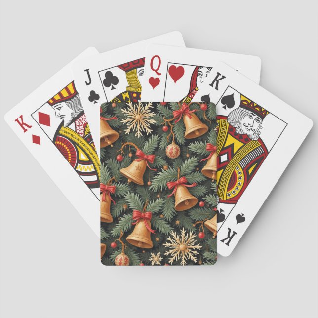 Holiday Bells, Decorative Christmas Pattern, Poker Cards (Back)