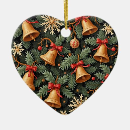 Holiday Bells, decorative pattern. Ceramic Ornament