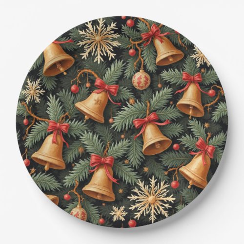 Holiday Bells, decorative pattern. Paper Plates