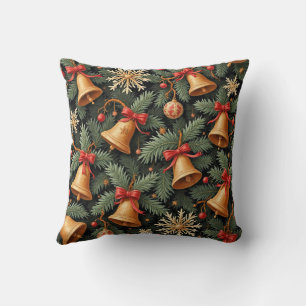 Holiday Bells, decorative pattern. Throw Pillow