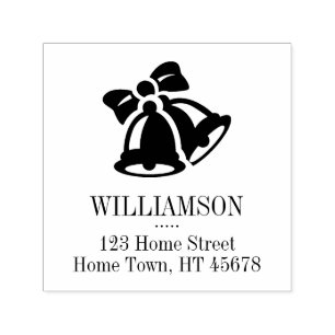 Holiday Bells Square Return Address Self-inking Stamp