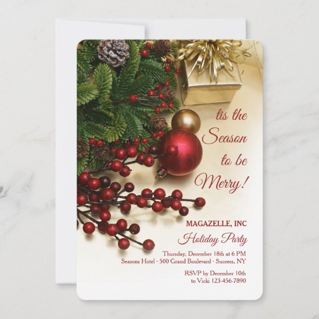 Holiday Berries Party Invitation (Front)