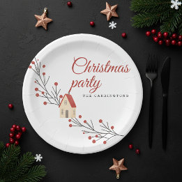 Holiday Berry Branch Christmas Paper Plates