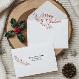 Holiday Berry Branch Christmas Party Envelope