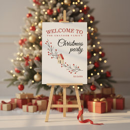 Holiday Berry Branch Christmas Party Welcome Sign