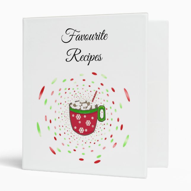 Holiday Beverage with Swirls Favorite Recipes 3 Ring Binder (Front/Inside)