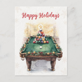 Holiday Billiard player Christmas Cards