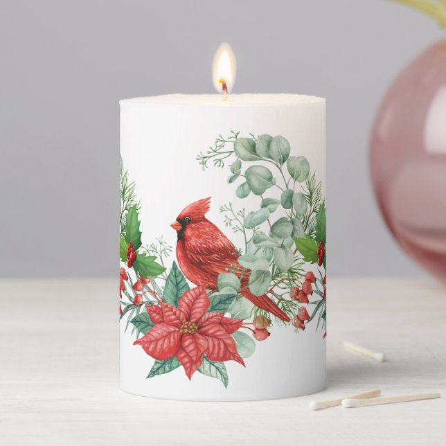 Holiday Bird Pillar Candle (In Situ)