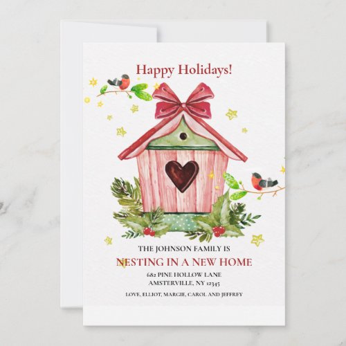 Holiday Birdhouse Christmas Moving Greeting Card