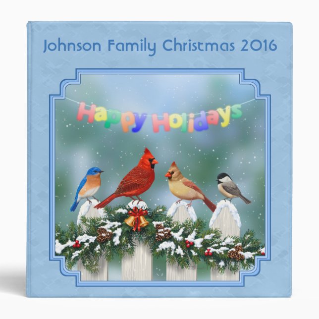 Holiday Birds & Christmas Garland 3 Ring Binder (Front)