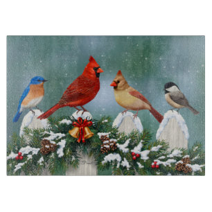 Holiday Birds & Christmas Garland Cutting Board