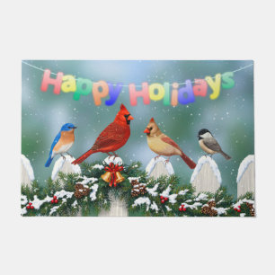 Holiday Birds & Christmas Garland Doormat