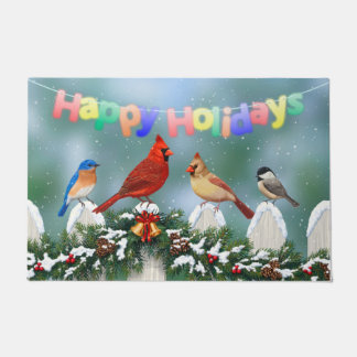 Holiday Birds & Christmas Garland Doormat