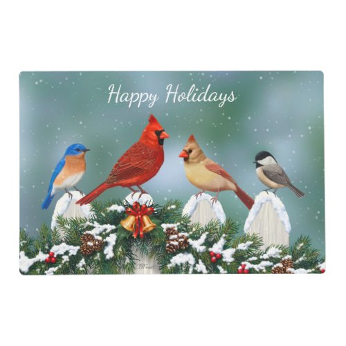 Holiday Birds  Christmas Garland Placemat