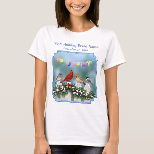 Holiday Birds  Christmas Garland T_Shirt