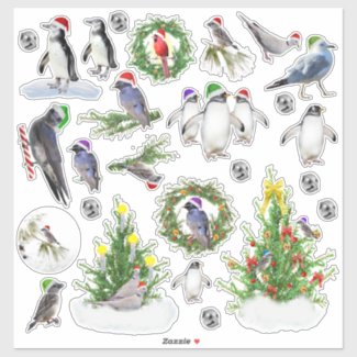 Holiday Birds Sticker