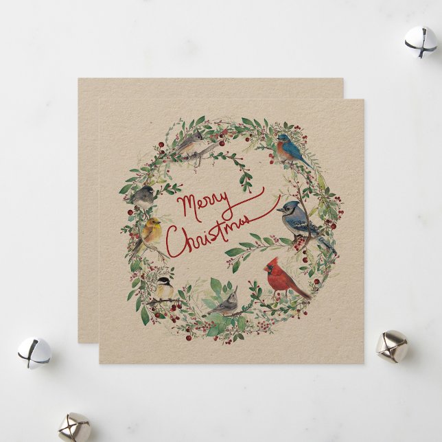 Holiday Birds Wreath Merry Christmas Card (Holiday Birds Wreath Merry Christmas from Jenn's Emporium. )