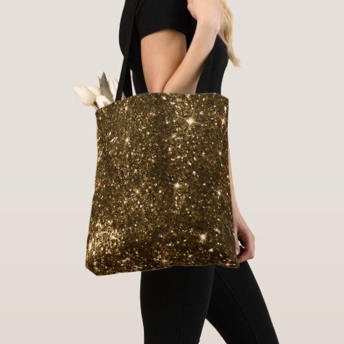 Holiday Black and Gold Faux Glitter Christmas Tote Bag