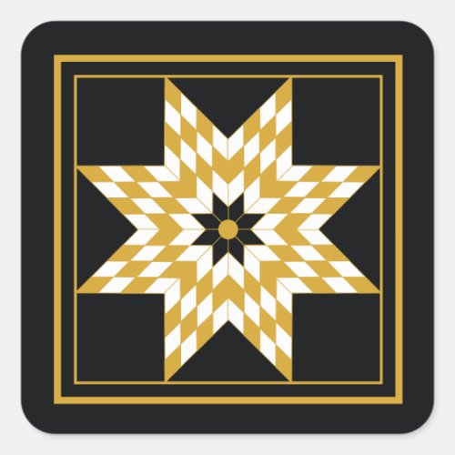 Holiday Black and Gold Star Celebration Motif Square Sticker