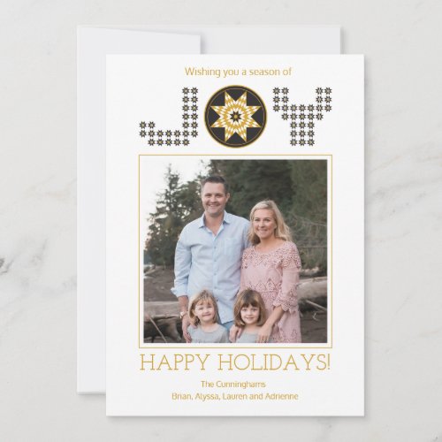 Holiday Black and Gold Star Celebration Photo Card