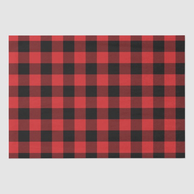 Holiday Black and Red Buffalo Plaid Tissue Paper (Front)