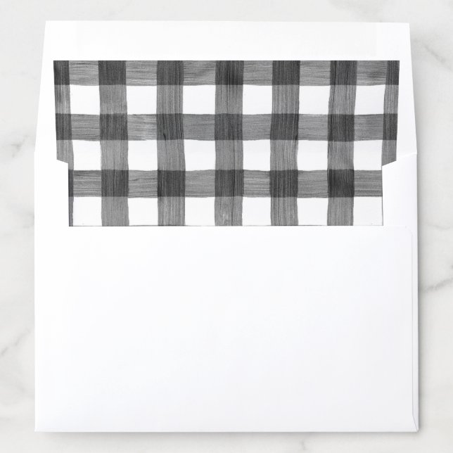 Holiday Black Gingham Plaid Envelope Liner (In Envelope)